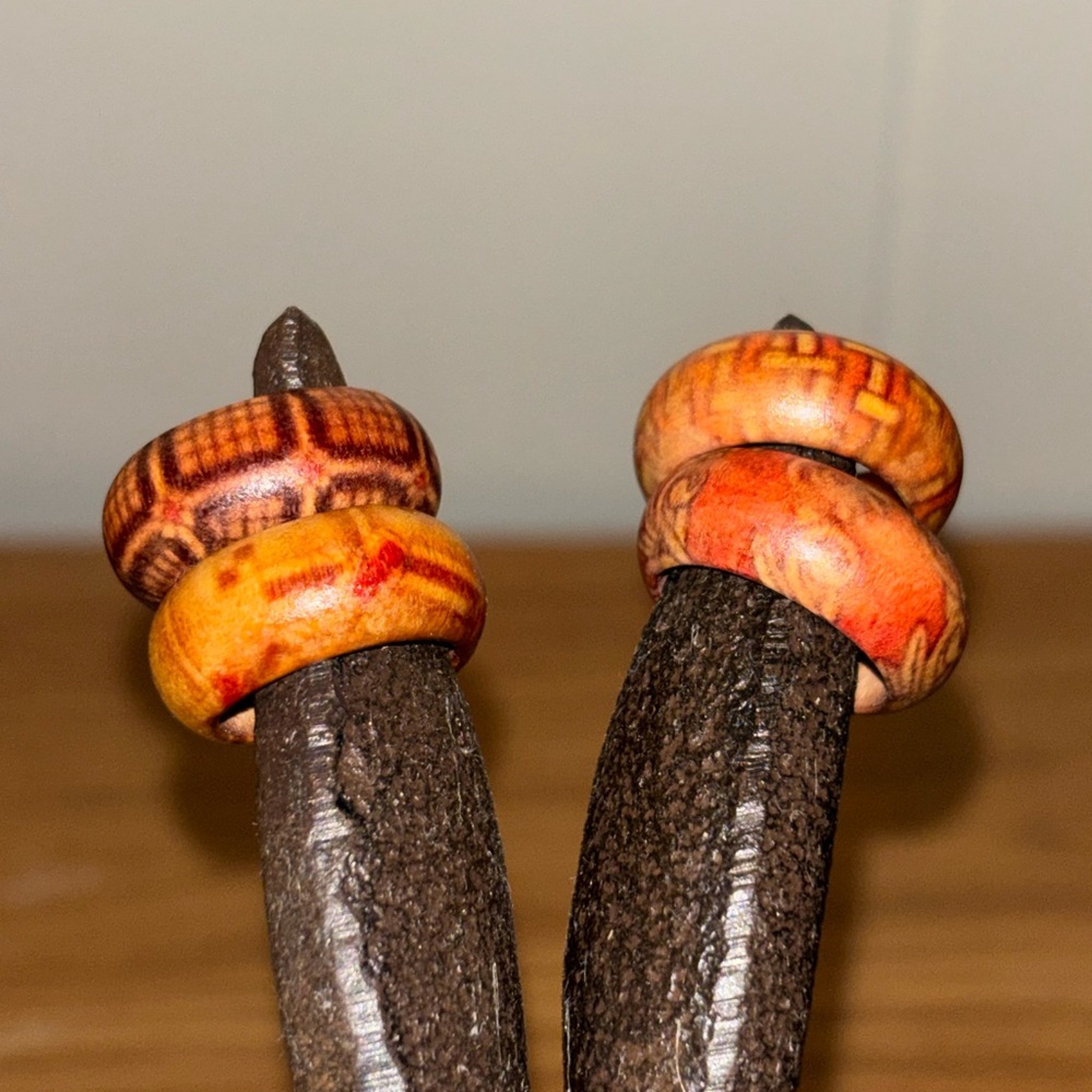 Artisan Wooden Ring Set - Orange and Brown